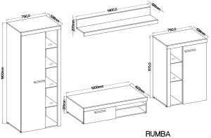 Obývací stěna RUMBA Old mat + matera (2/2)