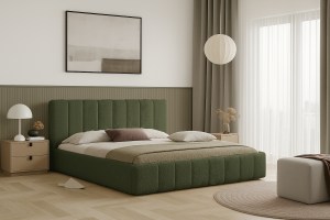 Postel RIMINI 140x200 s úložným prostorem - bouclé - zelená