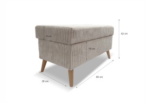 Taburet TESS s úložným prostorem - manšestr - tmavěhnědý (3/10)